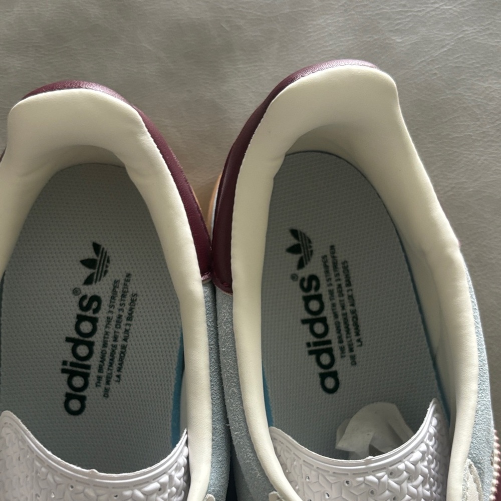 Adidas Gazelle Light Blue Sneakers with Maroon and Green Stripes - Picture 9 of 9